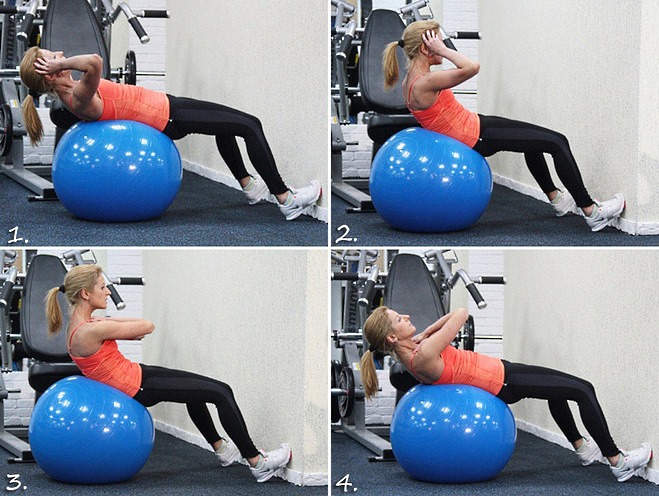 Варианты скручиваний на мяче для фитнеса