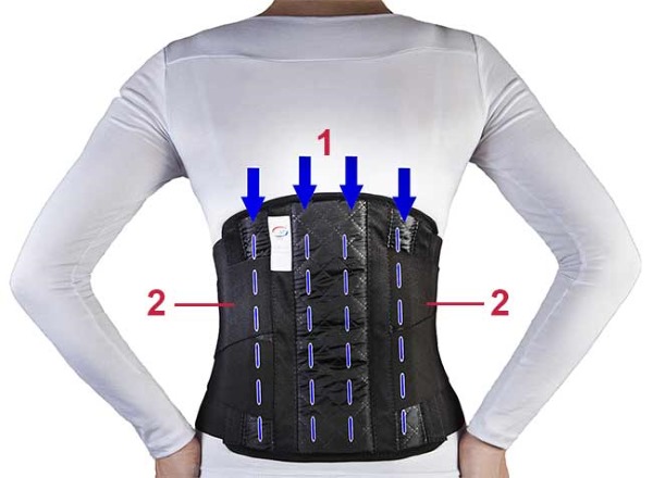 Ортопедический корсет имеет специальные ребра жесткости, которые поддерживают спину больного (1,2)