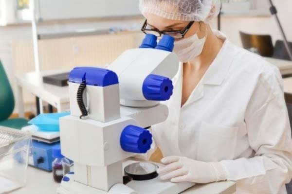 врач смотрит в микроскоп