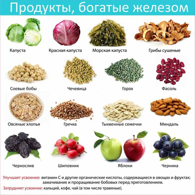 продукты содержащие железо